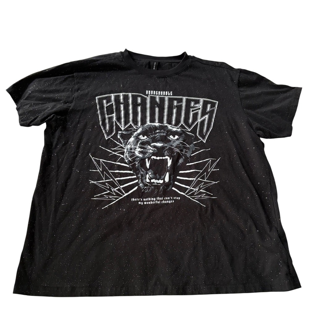Unbreakable Changes Panther Graphic T Shirt Mens Large Black Heavy Metal Cotton